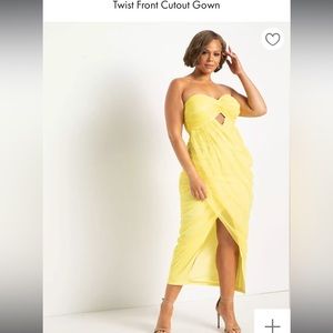 Eloquii new, never worn yellow twist cutout dress